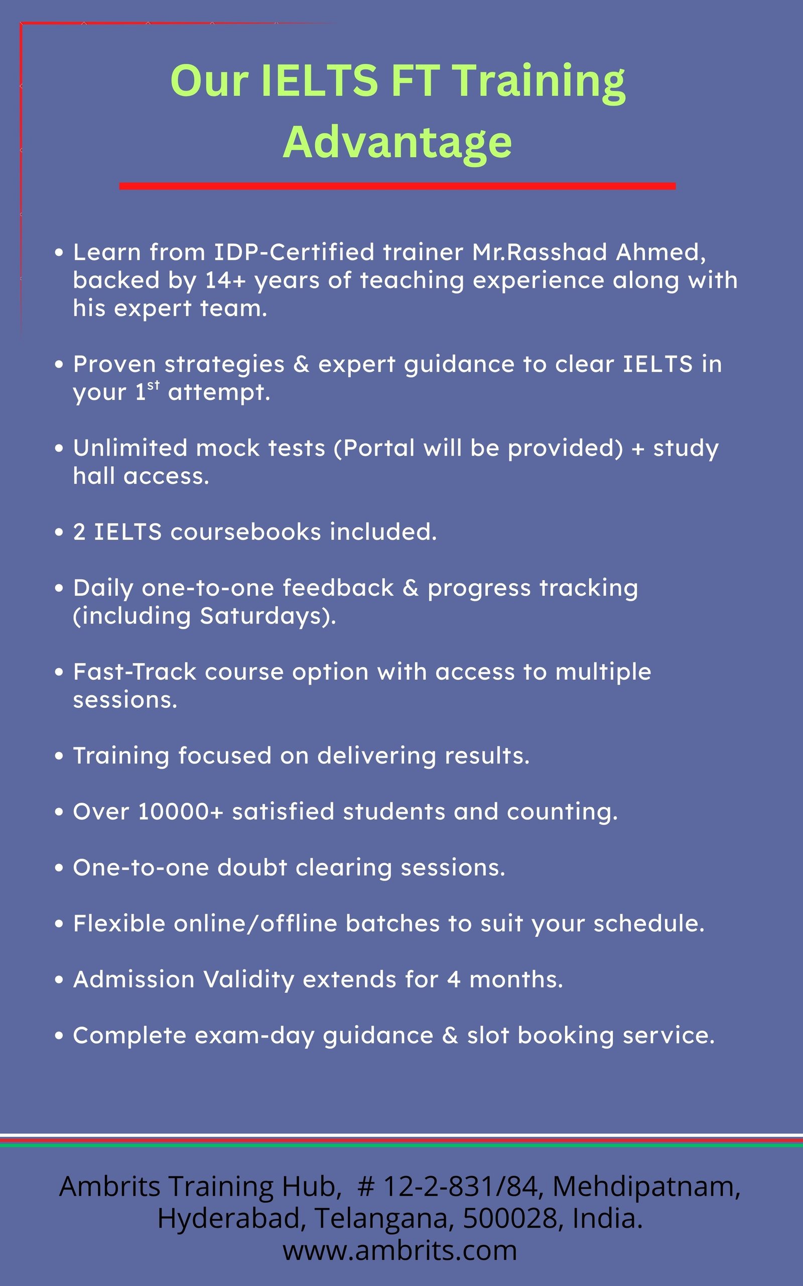 IELTS Fast Track Course — Training Advantages